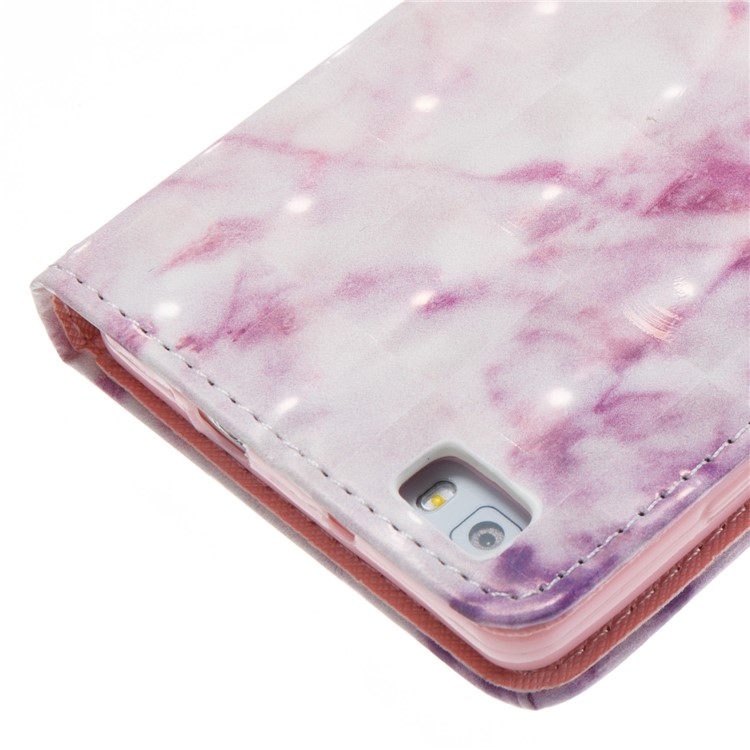 For Huawei P8 Lite (2017) / Honor 8 Lite 3D Effect Marble Pattern Leather Wallet Cover - Rose-5