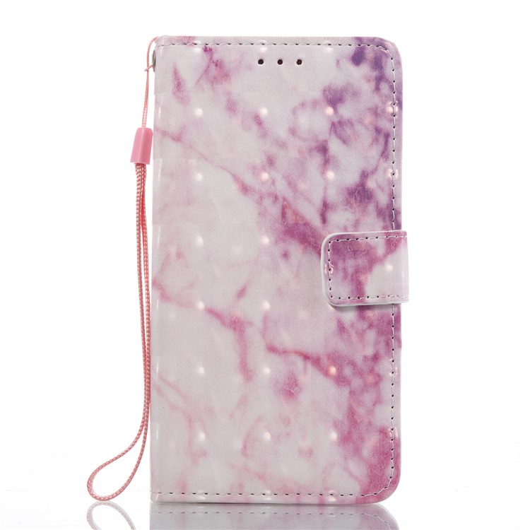 For Huawei P8 Lite (2017) / Honor 8 Lite 3D Effect Marble Pattern Leather Wallet Cover - Rose-6