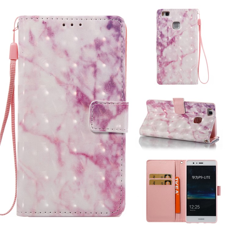 Marble Pattern Wallet Leather Stand Case for Huawei P9 Lite/Huawei G9 Lite - Rose-1