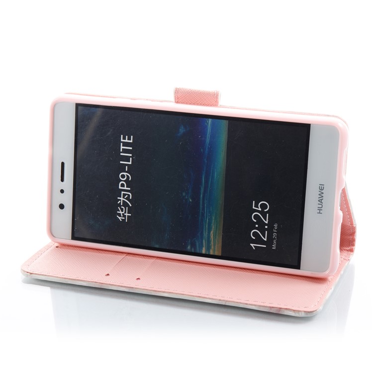 Marble Pattern Wallet Leather Stand Case for Huawei P9 Lite/Huawei G9 Lite - Rose-3