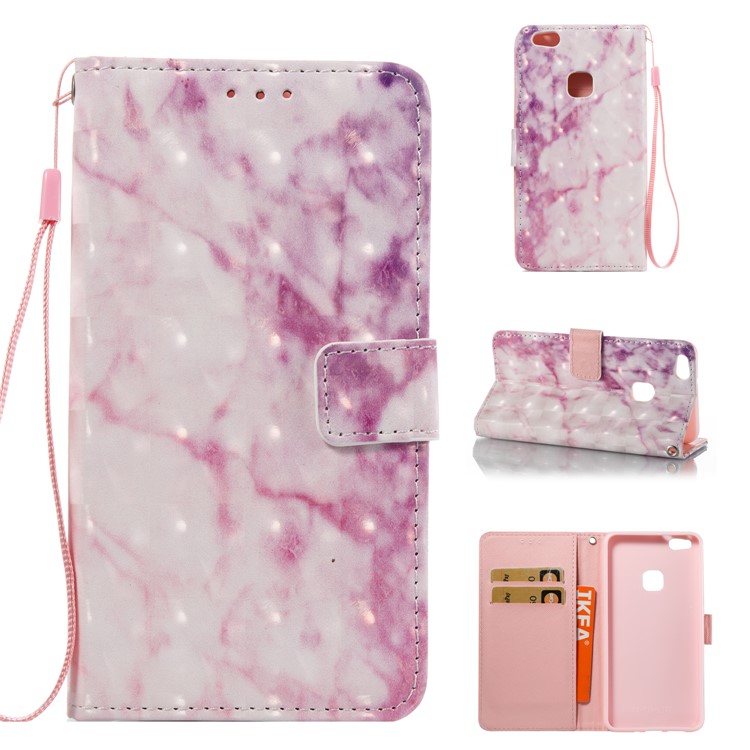Marble Pattern Wallet Leather Stand Phone Case for Huawei P10 Lite - Rose-1