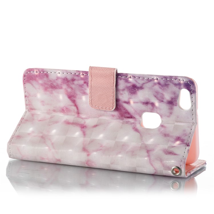 Marble Pattern Wallet Leather Stand Phone Case for Huawei P10 Lite - Rose-2