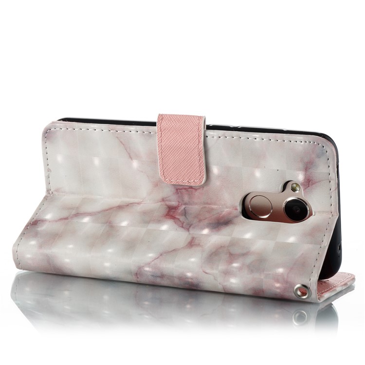 Marble Pattern 3D Effect PU Leather Wallet Case with Stand for Huawei Honor 6A - Pink-2