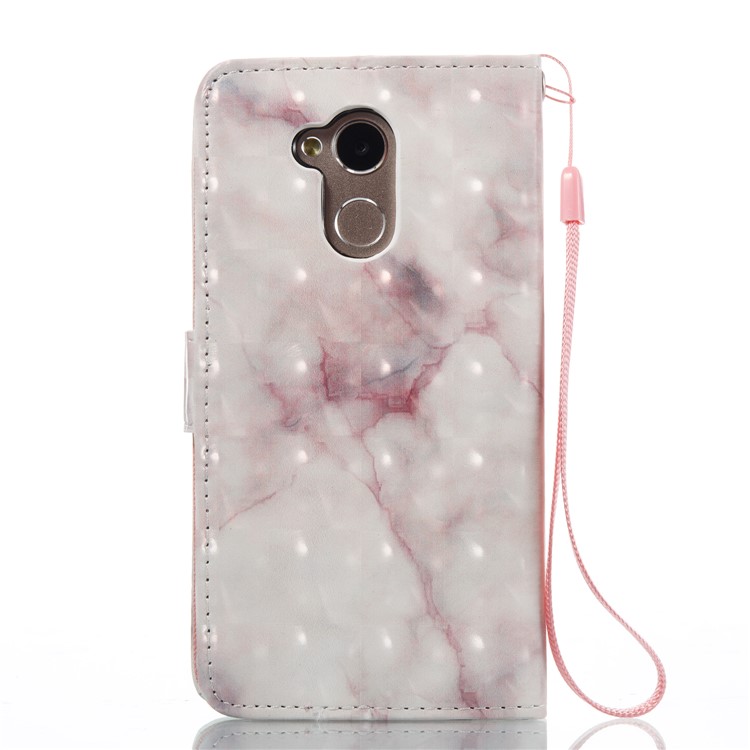 Marble Pattern 3D Effect PU Leather Wallet Case with Stand for Huawei Honor 6A - Pink-7