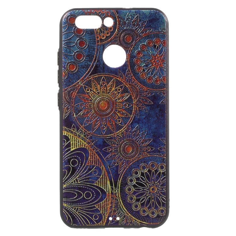Soft Embossed Pattern Printing TPU Protective Case for Huawei Nova 2 - Mandala Flower-1