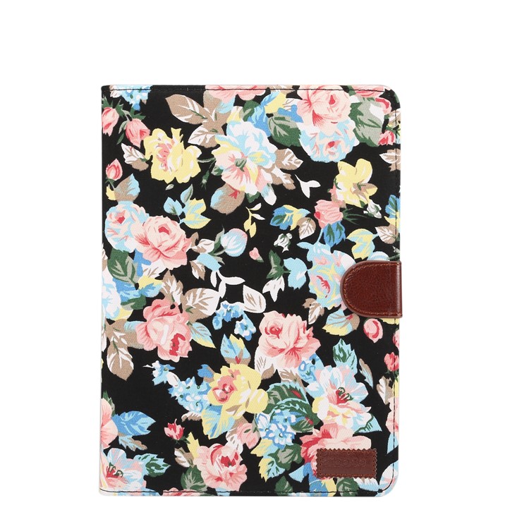 Blooming Flower Cloth Skin PU Leather Wallet Stand Case for Huawei MediaPad T3 10.0 - Black-2