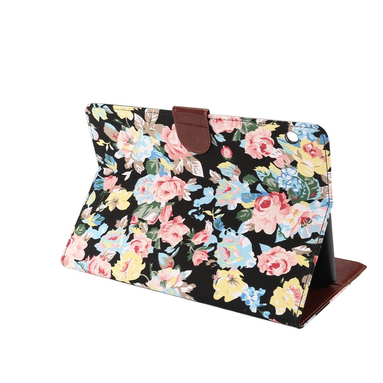 Blooming Flower Cloth Skin PU Leather Wallet Stand Case for Huawei MediaPad T3 10.0 - Black-4