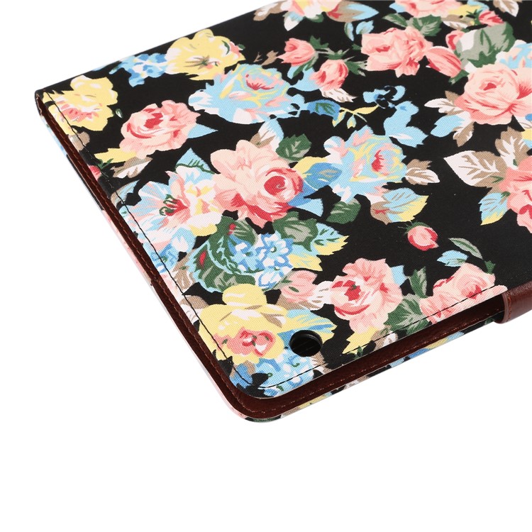 Blooming Flower Cloth Skin PU Leather Wallet Stand Case for Huawei MediaPad T3 10.0 - Black-6