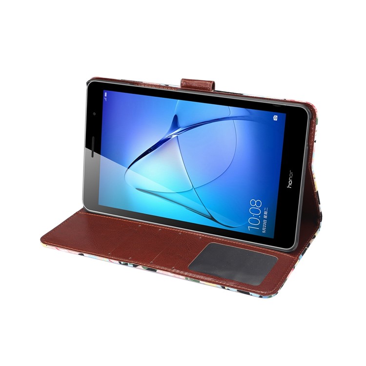 Flower Pattern Wallet Leather Case for Huawei MediaPad T3 8.0 - Black-5