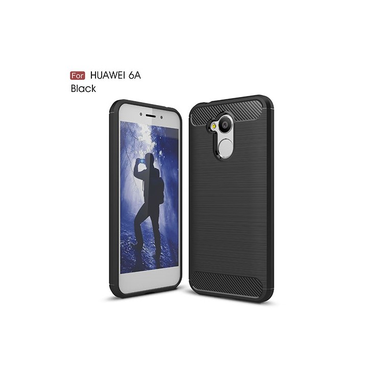 Carbon Fiber Texture Brushed TPU Back Case for Huawei Honor 6A - Black-1