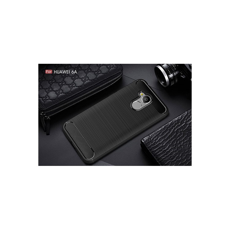 Carbon Fiber Texture Brushed TPU Back Case for Huawei Honor 6A - Black-10