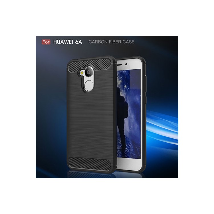 Carbon Fiber Texture Brushed TPU Back Case for Huawei Honor 6A - Black-2
