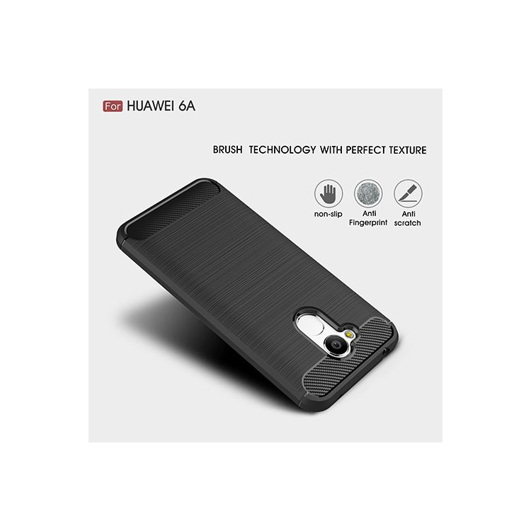 Carbon Fiber Texture Brushed TPU Back Case for Huawei Honor 6A - Black-3