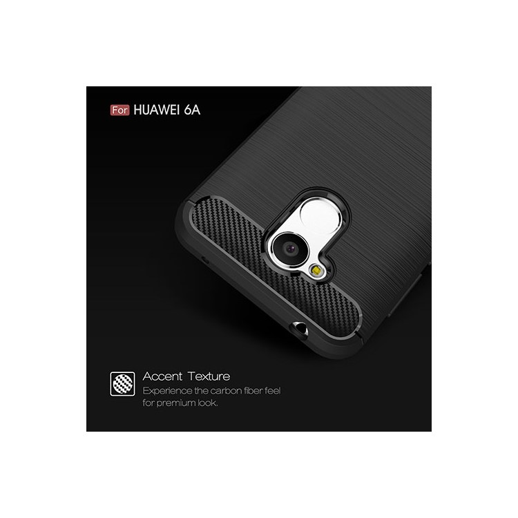 Carbon Fiber Texture Brushed TPU Back Case for Huawei Honor 6A - Black-4