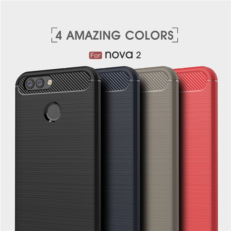 For Huawei nova 2 Carbon Fiber Texture Brushed TPU Back Case - Black-11