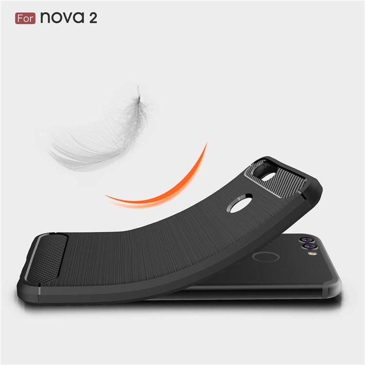For Huawei nova 2 Carbon Fiber Texture Brushed TPU Back Case - Black-7