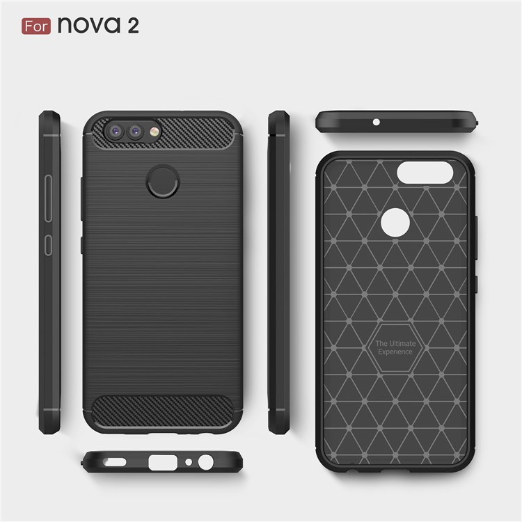 For Huawei nova 2 Carbon Fiber Texture Brushed TPU Back Case - Black-9