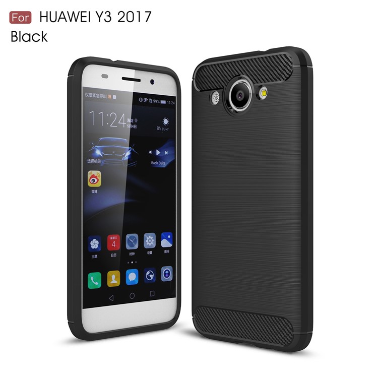 AMORUS Carbon Fiber Texture Brushed TPU Mobile Phone Cover for Huawei Y3 (2017) - Black-1
