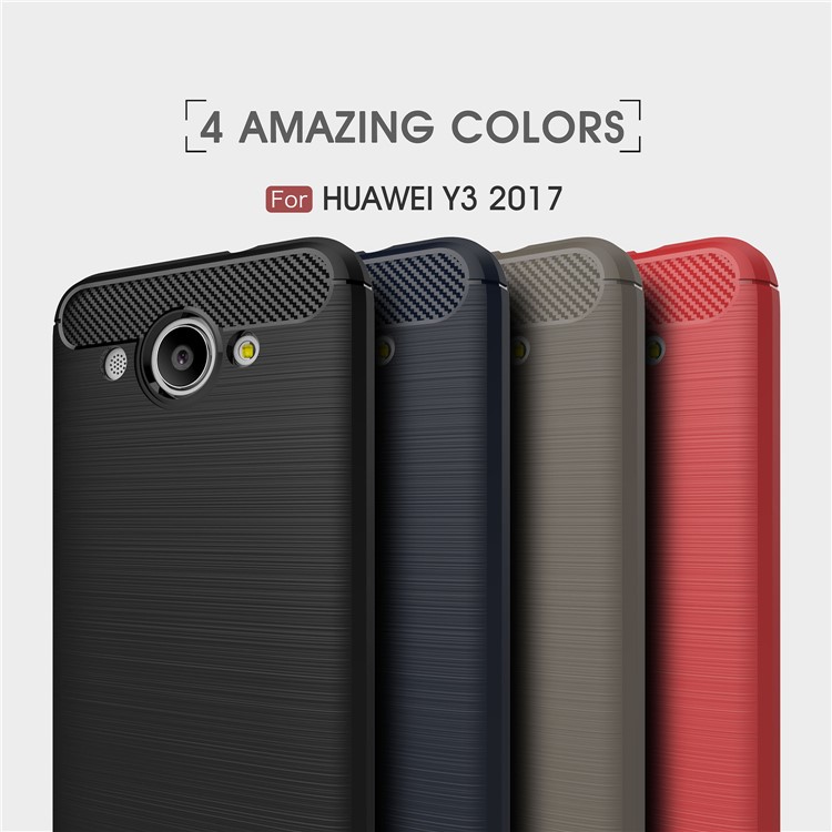 AMORUS Carbon Fiber Texture Brushed TPU Mobile Phone Cover for Huawei Y3 (2017) - Black-11