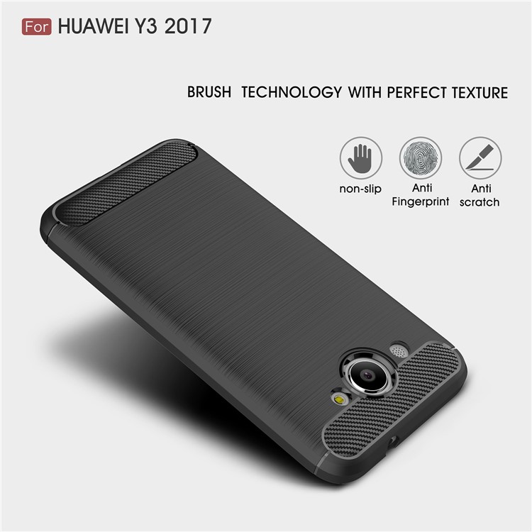 AMORUS Carbon Fiber Texture Brushed TPU Mobile Phone Cover for Huawei Y3 (2017) - Black-3