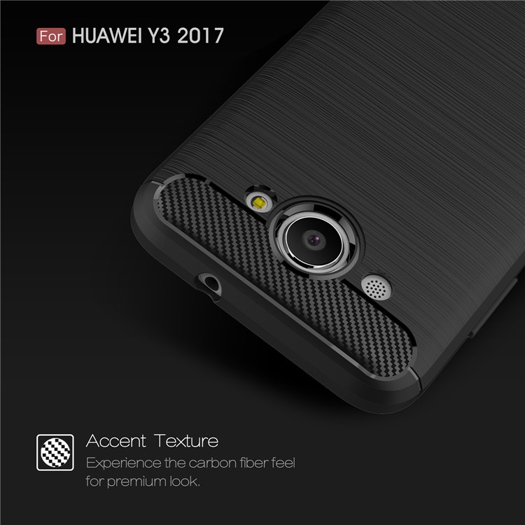 AMORUS Carbon Fiber Texture Brushed TPU Mobile Phone Cover for Huawei Y3 (2017) - Black-4