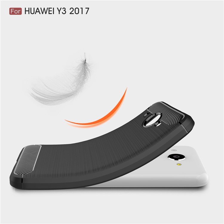 AMORUS Carbon Fiber Texture Brushed TPU Mobile Phone Cover for Huawei Y3 (2017) - Black-7