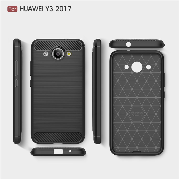AMORUS Carbon Fiber Texture Brushed TPU Mobile Phone Cover for Huawei Y3 (2017) - Black-9