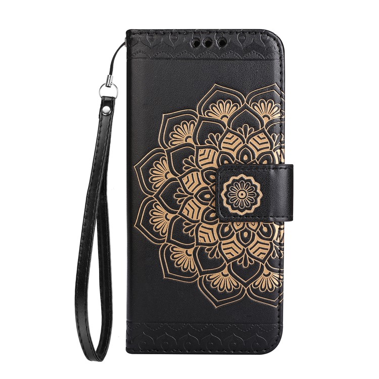 Imprinted Mandala Pattern PU Leather Wallet Cover with Stand for Huawei P10 - Black-2