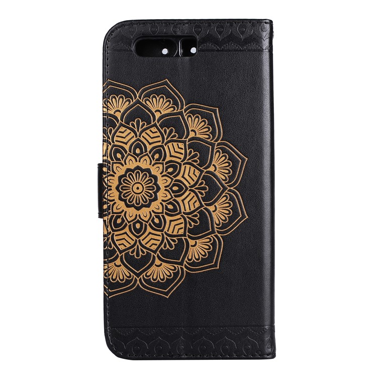 Imprinted Mandala Pattern PU Leather Wallet Cover with Stand for Huawei P10 - Black-3
