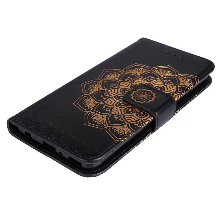 Imprinted Mandala Pattern PU Leather Wallet Cover with Stand for Huawei P10 - Black-4