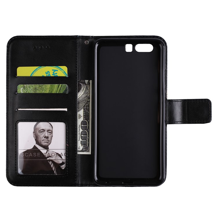 Imprinted Mandala Pattern PU Leather Wallet Cover with Stand for Huawei P10 - Black-5