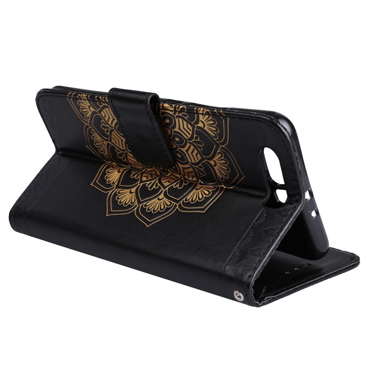 Imprinted Mandala Pattern PU Leather Wallet Cover with Stand for Huawei P10 - Black-7