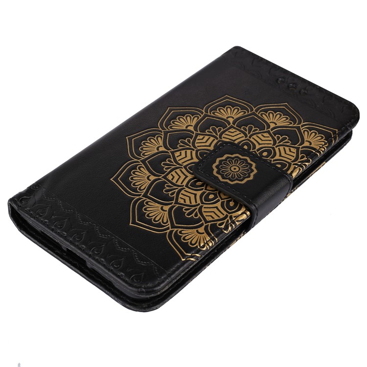Imprinted Flower Pattern PU Leather Stand Wallet Phone Case for Huawei Honor 6c - Black-2