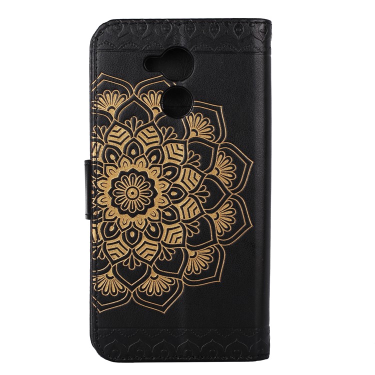 Imprinted Flower Pattern PU Leather Stand Wallet Phone Case for Huawei Honor 6c - Black-7