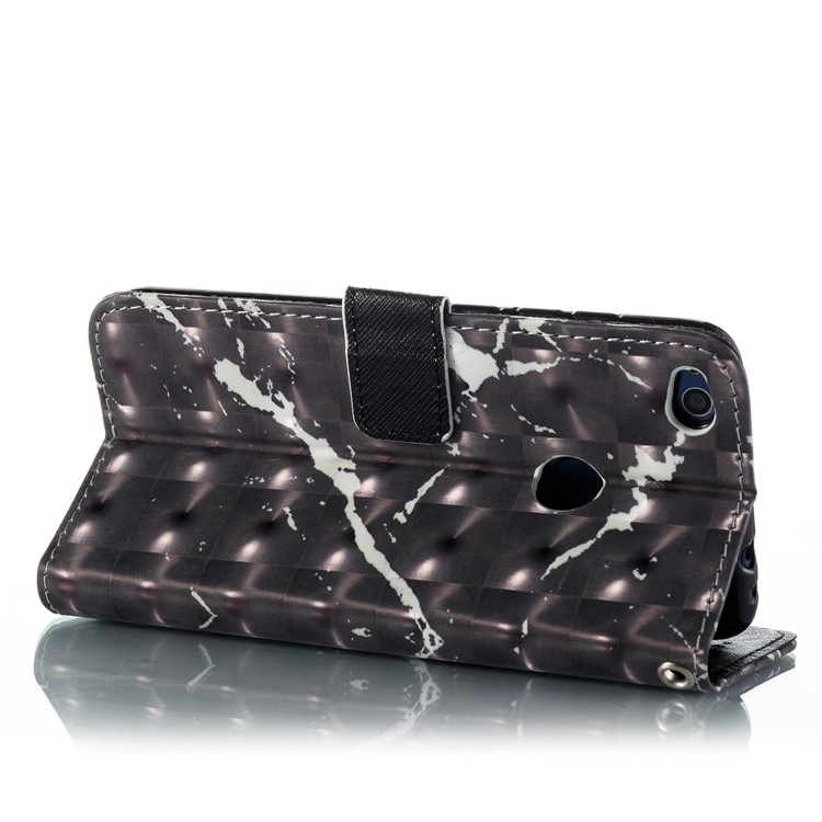 Marble Pattern Wallet Stand Leather Phone Case for Huawei P8 Lite (2017) / Honor 8 Lite - Black-2