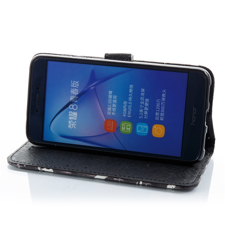 Marble Pattern Wallet Stand Leather Phone Case for Huawei P8 Lite (2017) / Honor 8 Lite - Black-3
