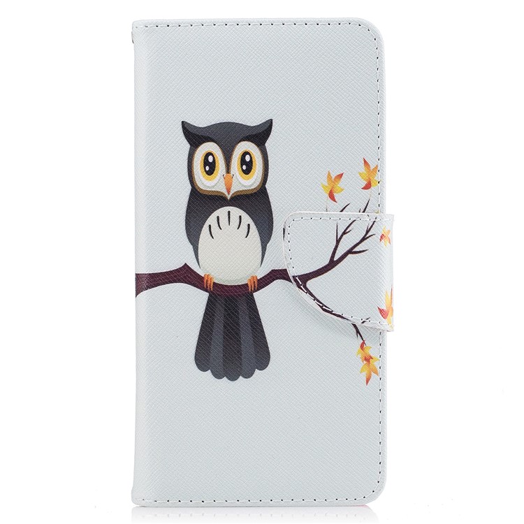 For Huawei P10 Pattern Printing Wallet Stand PU Leather Flip Cover Shell - Owl-2