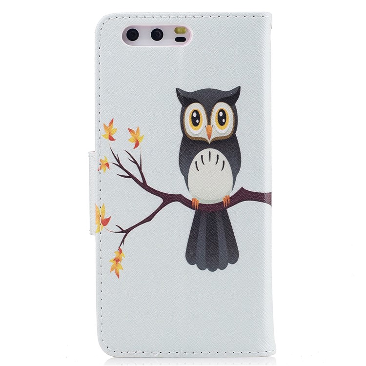 For Huawei P10 Pattern Printing Wallet Stand PU Leather Flip Cover Shell - Owl-3