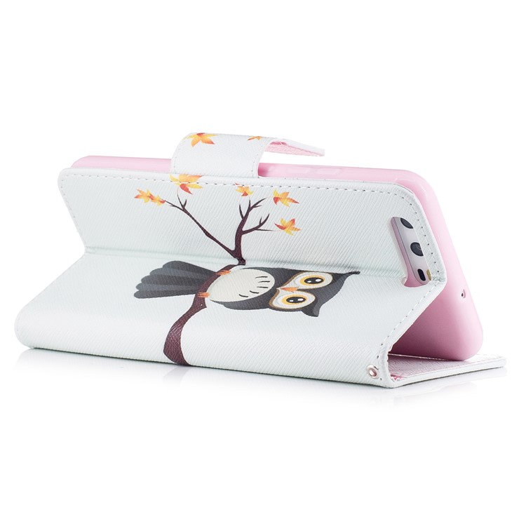 For Huawei P10 Pattern Printing Wallet Stand PU Leather Flip Cover Shell - Owl-4