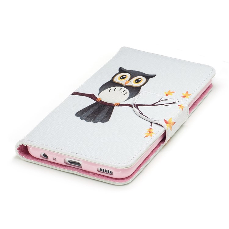 For Huawei P10 Pattern Printing Wallet Stand PU Leather Flip Cover Shell - Owl-6