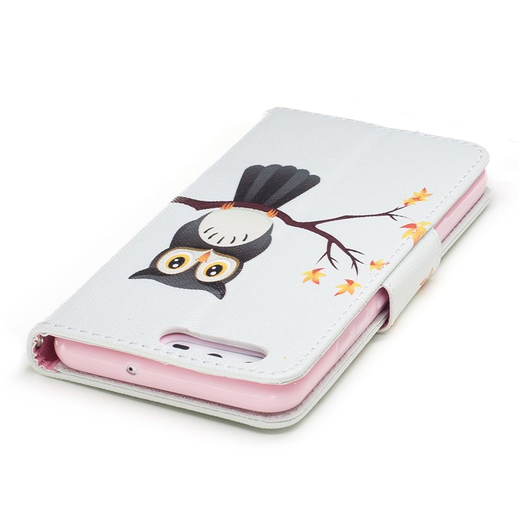 For Huawei P10 Pattern Printing Wallet Stand PU Leather Flip Cover Shell - Owl-7
