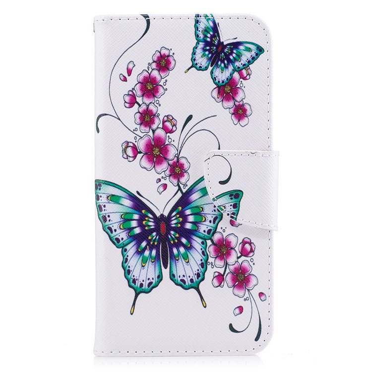 Pattern Printing Wallet Stand Leather Case with Magnet for Huawei P10 Lite - Butterfly Flower-2