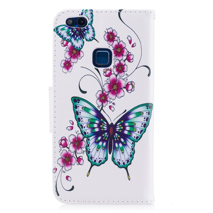 Pattern Printing Wallet Stand Leather Case with Magnet for Huawei P10 Lite - Butterfly Flower-3