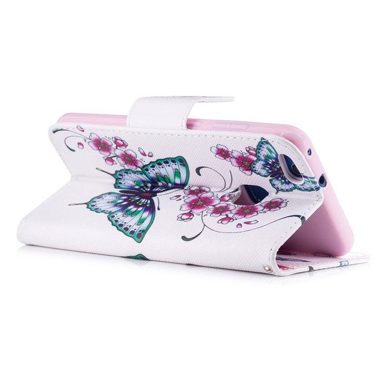 Pattern Printing Wallet Stand Leather Case with Magnet for Huawei P10 Lite - Butterfly Flower-4