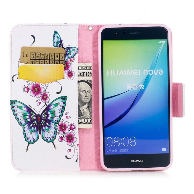 Pattern Printing Wallet Stand Leather Case with Magnet for Huawei P10 Lite - Butterfly Flower-8
