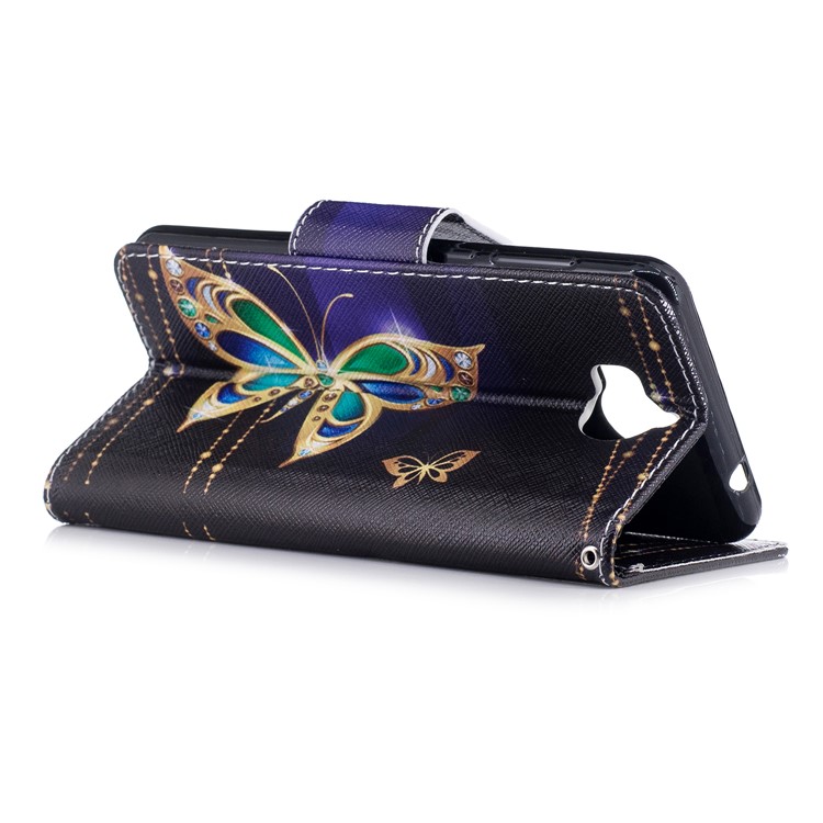 Pattern Printing Magnetic Leather Wallet Phone Casing with Stand for Huawei Y5 (2017) - Butterfly with Diamond-4