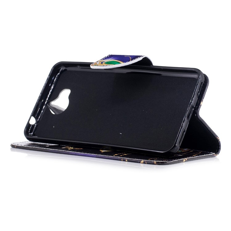 Pattern Printing Magnetic Leather Wallet Phone Casing with Stand for Huawei Y5 (2017) - Butterfly with Diamond-5