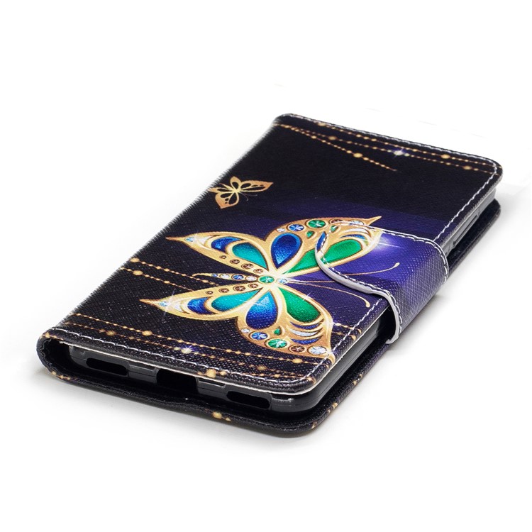 Pattern Printing Magnetic Leather Wallet Phone Casing with Stand for Huawei Y5 (2017) - Butterfly with Diamond-6
