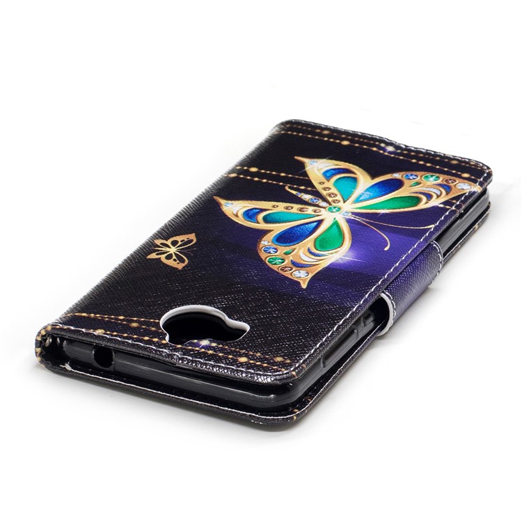 Pattern Printing Magnetic Leather Wallet Phone Casing with Stand for Huawei Y5 (2017) - Butterfly with Diamond-7
