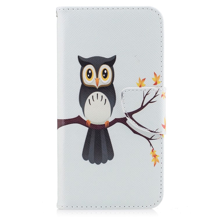 Pattern Printing Magnetic Leather Wallet Phone Casing with Stand for Huawei P8 Lite (2017) / Honor 8 Lite - Owl-2